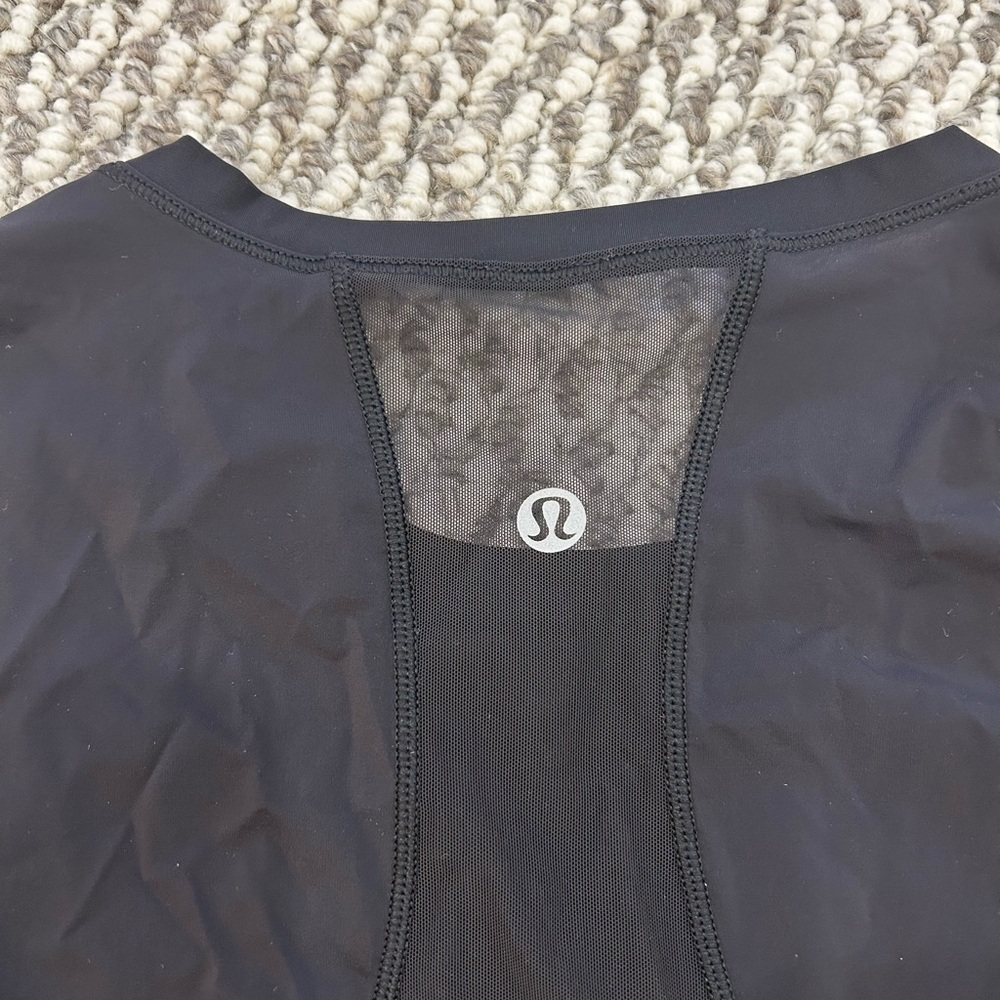 Lululemon Black Running Top With Mesh Panel